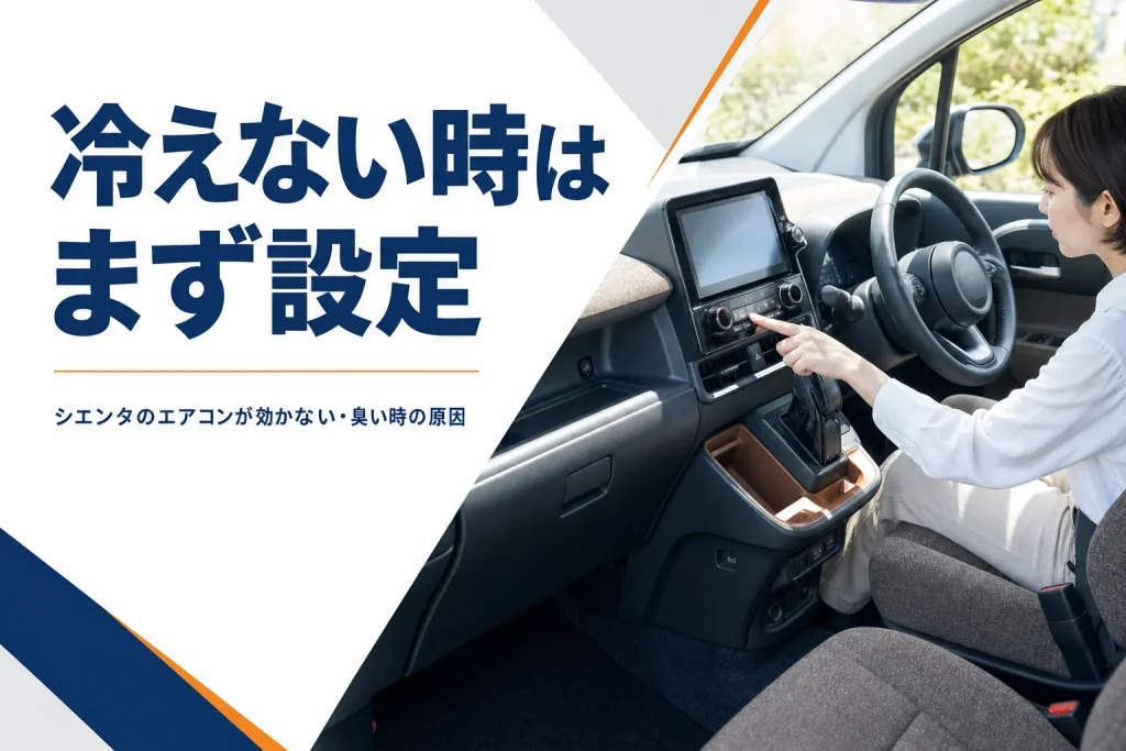 夏の車内のエアコン吹き出し口と操作パネル