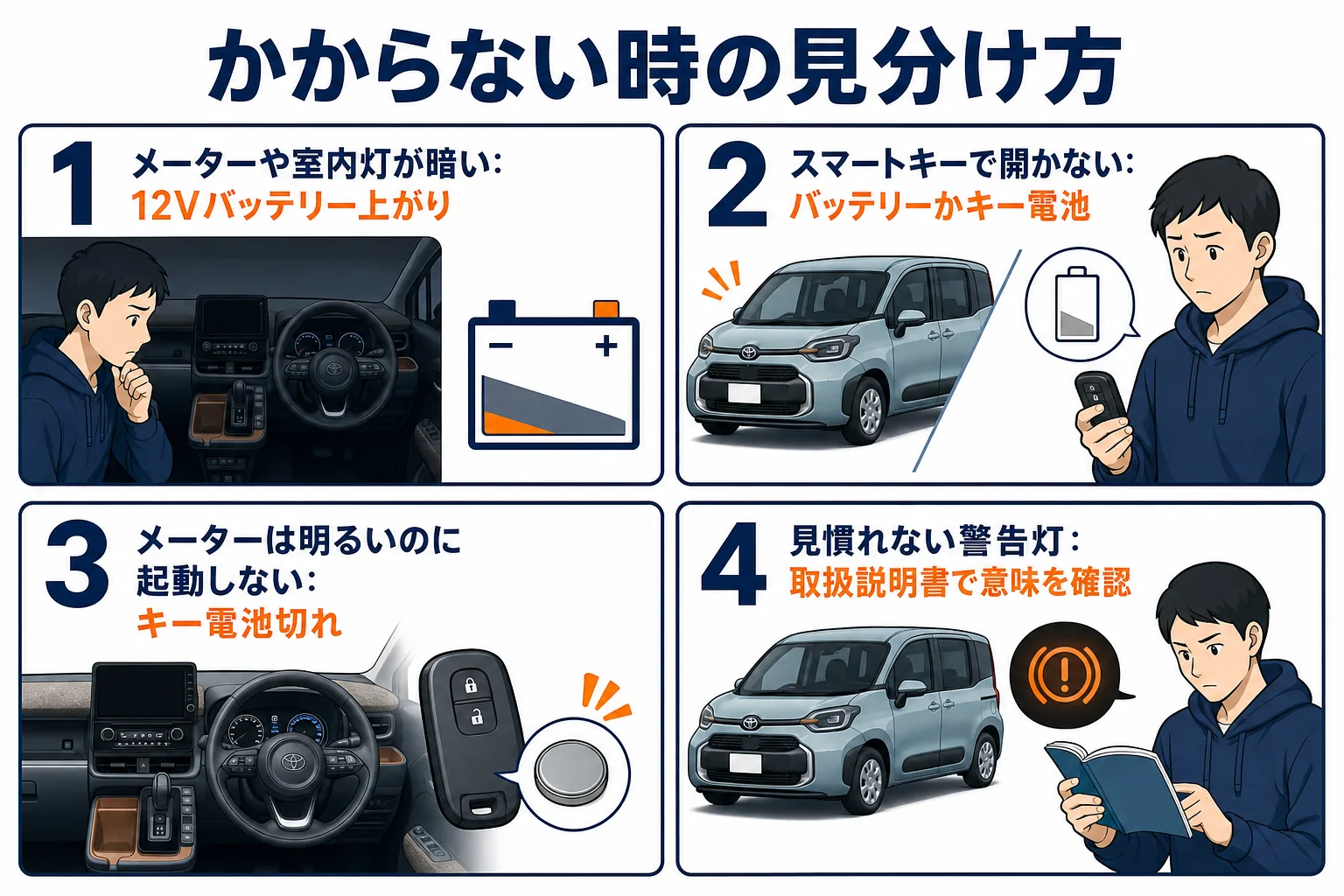 シエンタのバッテリー上がりの症状とキー電池切れの見分け方