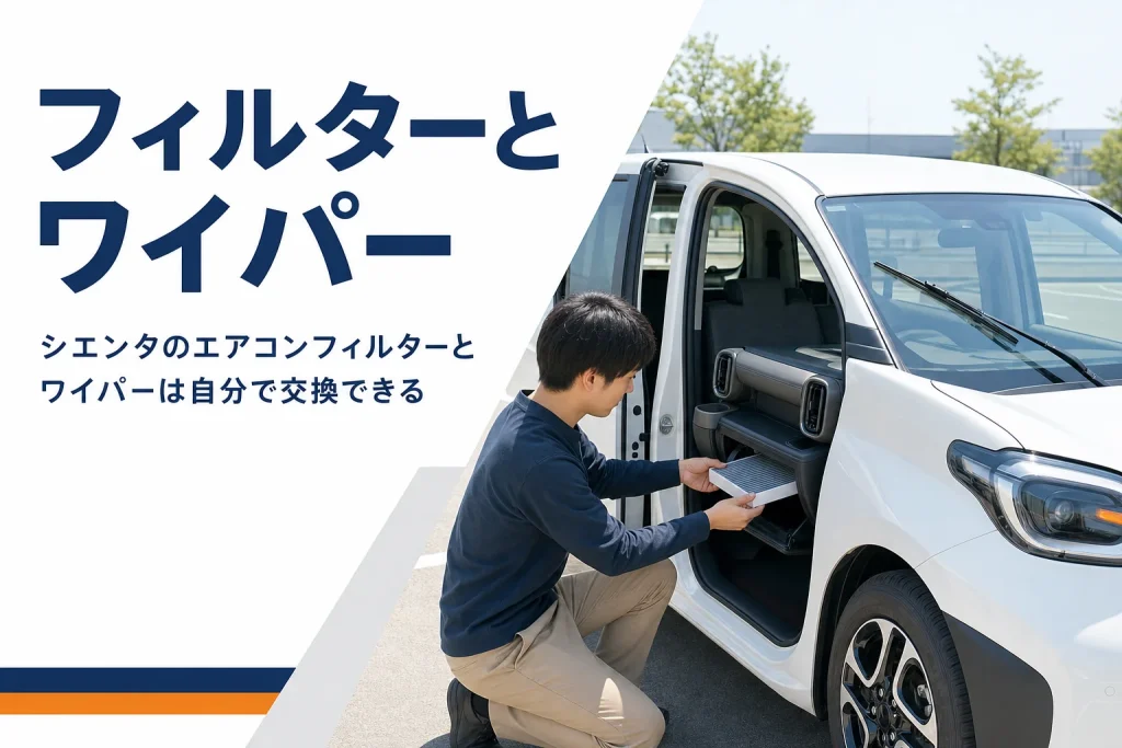 シエンタのエアコンフィルターを交換している手元