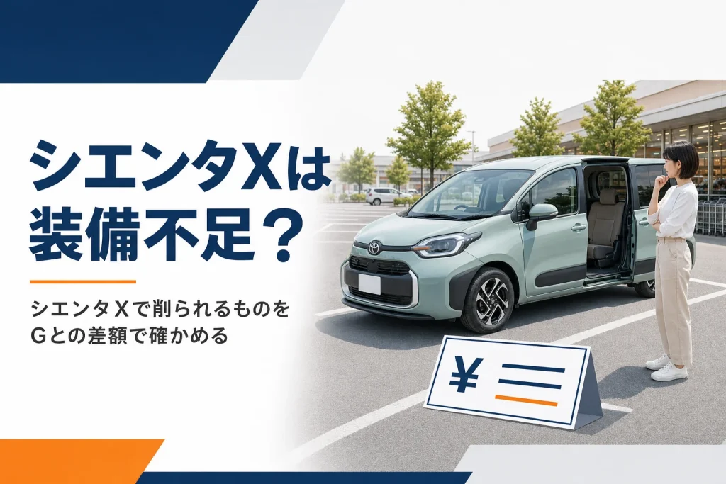 シエンタXの装備とGとの違いを確かめる記事のアイキャッチ