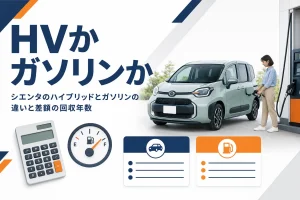 シエンタのハイブリッドとガソリンを比べる記事のアイキャッチ