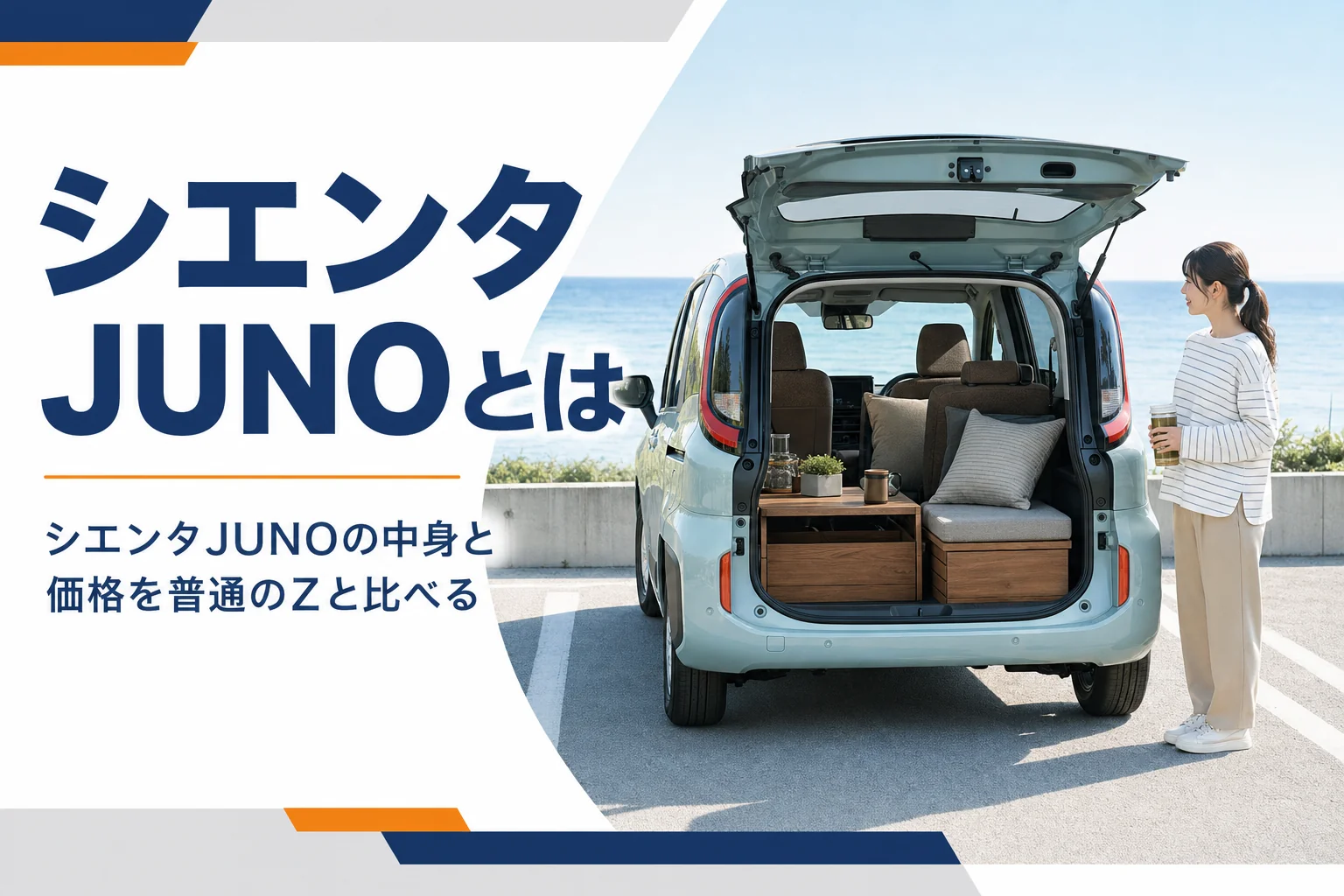 2人乗りコンプリートカーのシエンタJUNOを紹介する記事のアイキャッチ