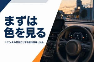 表示灯が点いたコンパクトミニバンのメーター