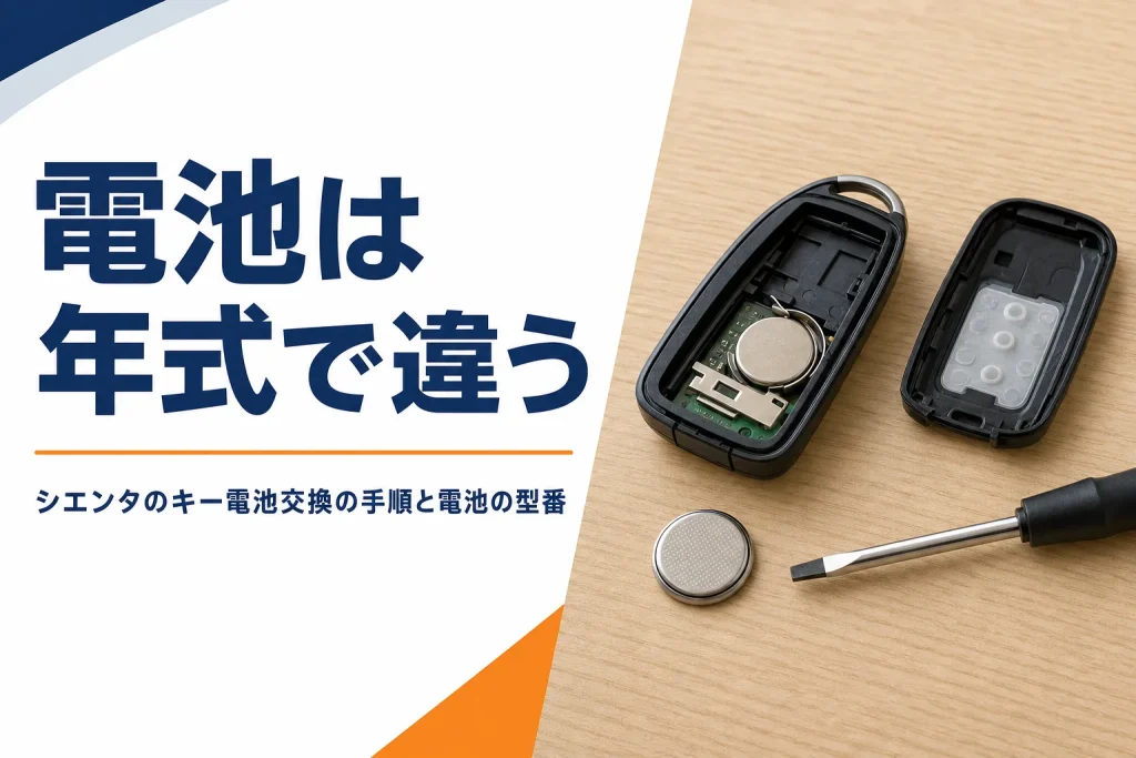 開けたスマートキーとボタン電池とドライバー