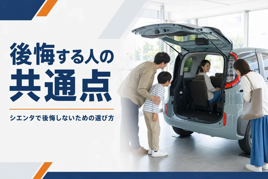 シエンタの3列目シートと荷室を展示車で確かめる家族