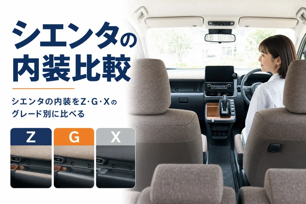 シエンタの内装をグレード別に比べる記事のアイキャッチ