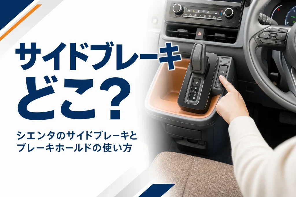 シエンタの電動パーキングブレーキのスイッチを操作する手元
