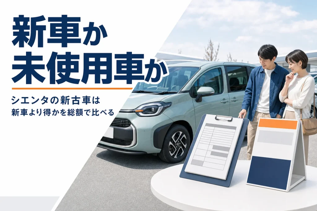 シエンタの新車と登録済未使用車を比べる記事のアイキャッチ