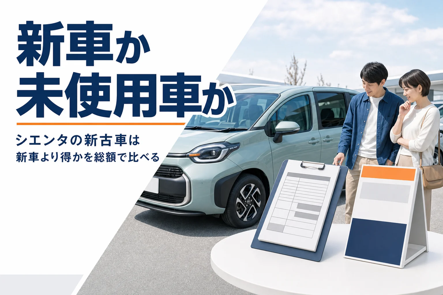 シエンタの新車と登録済未使用車を比べる記事のアイキャッチ