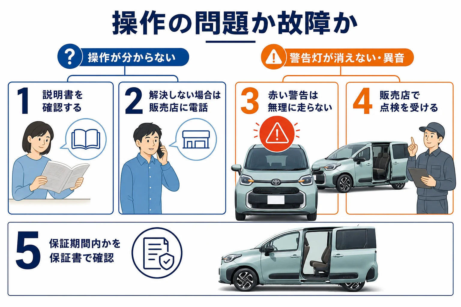 操作の問題と故障の見分け方と相談先