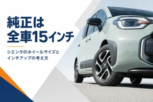 シエンタの前輪のアルミホイールを近くから写した写真